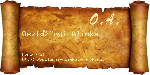 Oszlányi Alinka névjegykártya